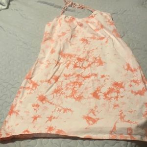 Tie dye halter dress with built in bra.